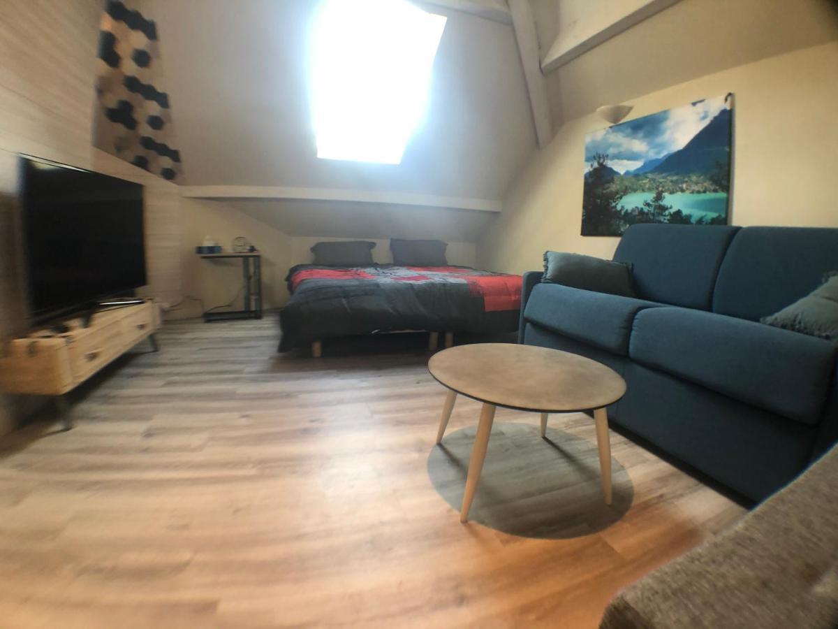Au Bord Du Lac D'Annecy, Logement Type Loft, Dans Residence Avec Plage Et Ponton Privee Duingt Bagian luar foto